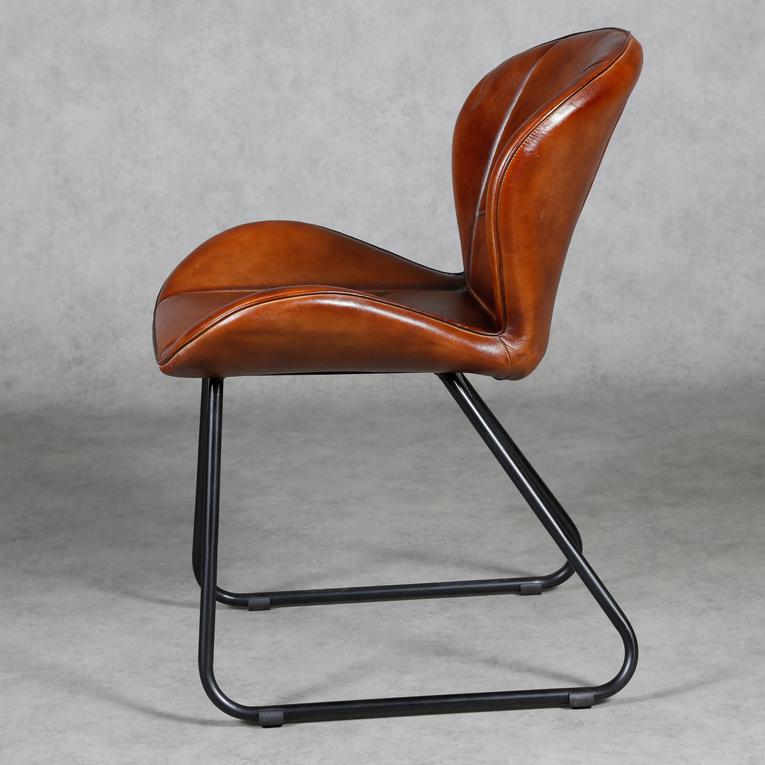 Leren stoel roodbruin