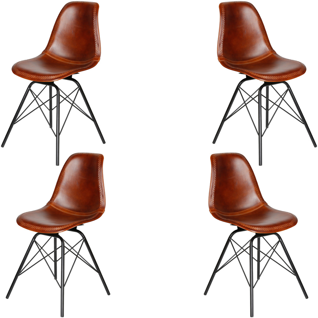 Chaise de salle à manger en cuir marron