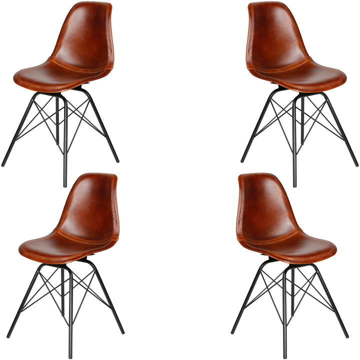 Chaise de salle à manger en cuir marron