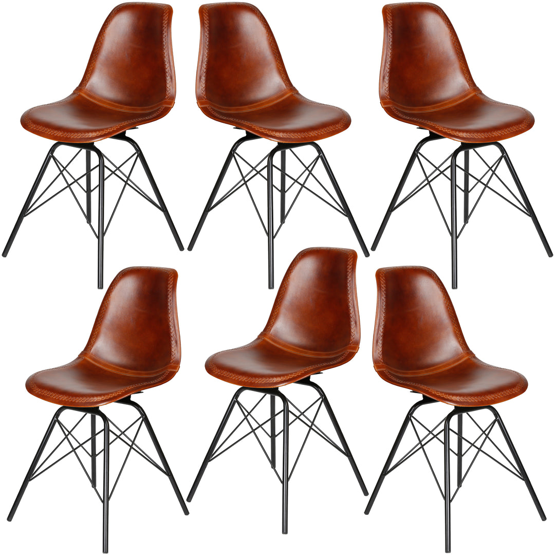 Chaise de salle à manger en cuir marron