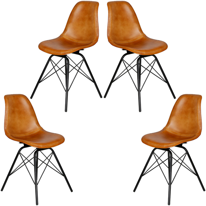 Eetkamerstoel leer cognac