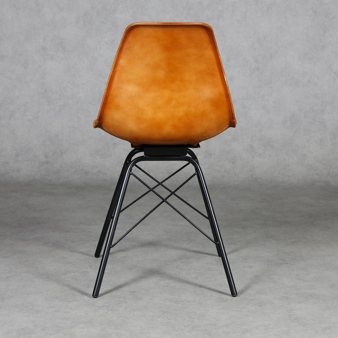 Eetkamerstoel leer cognac