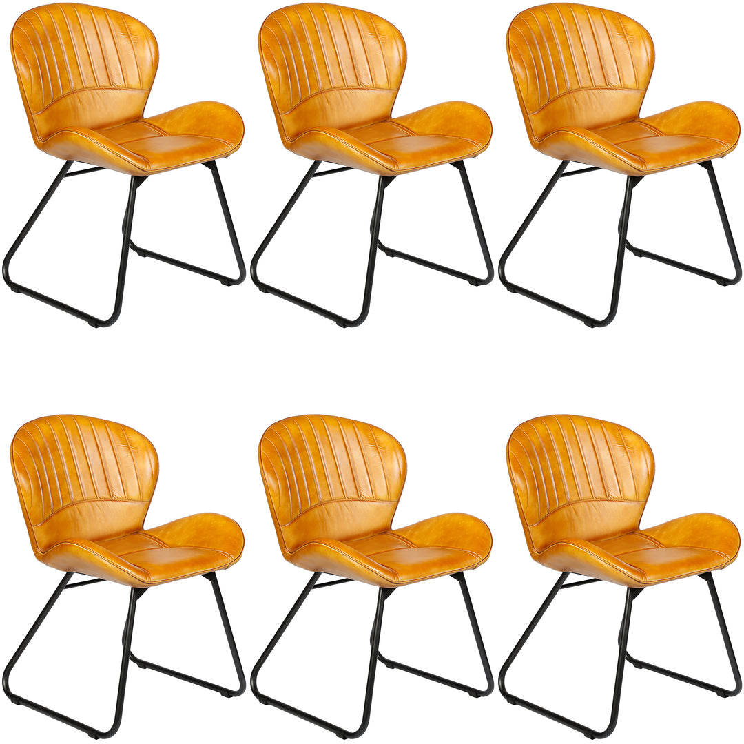 Chaise de salle à manger en cuir cognac marron