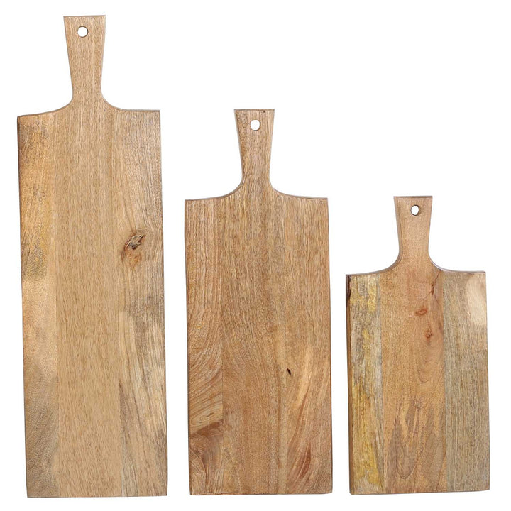 Plateau de service en bois avec poignée, lot de 3