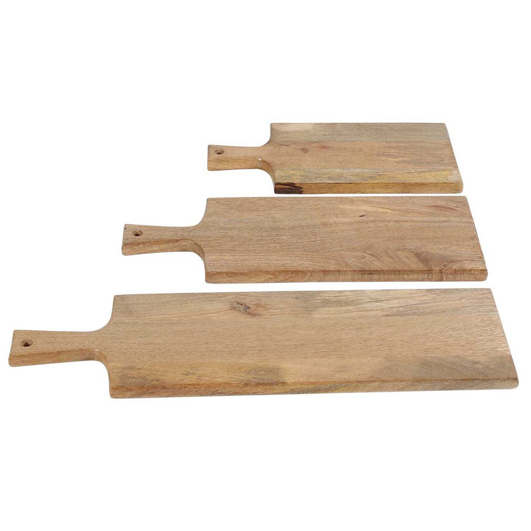 Plateau de service en bois avec poignée, lot de 3