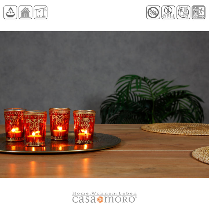 Glazen theelichthouders Oranje Goud Set van 6