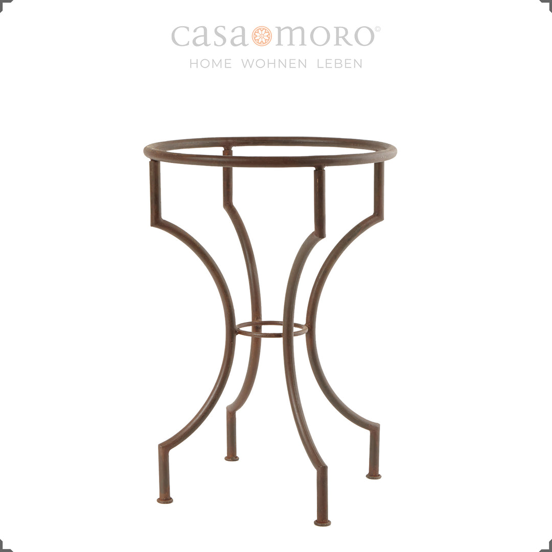 Table en mosaïque de 60 cm de diamètre et 75 cm de hauteur - structure en fer forgé scellée par laque transparente