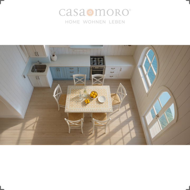 Table de patio rectangulaire de style marocain