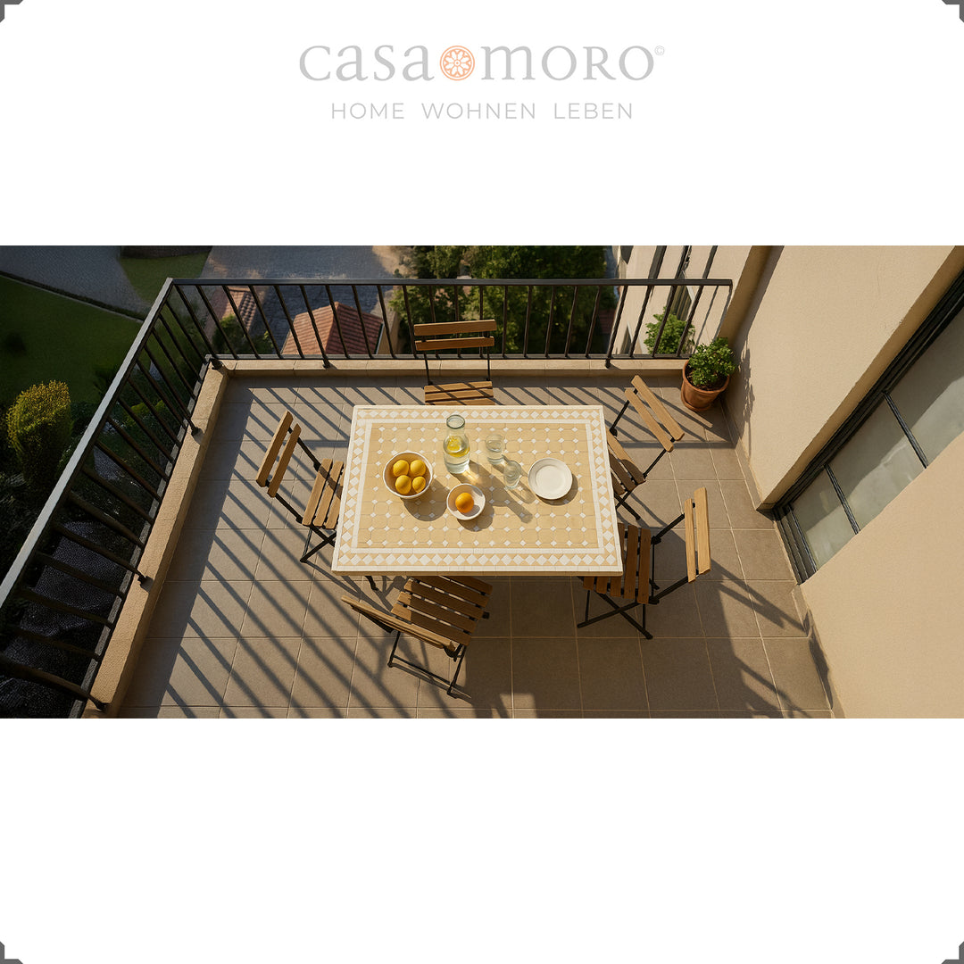 Table de jardin 120x80 cm table mosaïque au motif traditionnel pour extérieur & intérieur