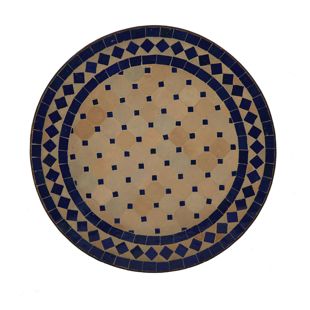 Petite table mosaïque Zellige 45 cm, table végétale méditerranéenne pour salon ou balcon