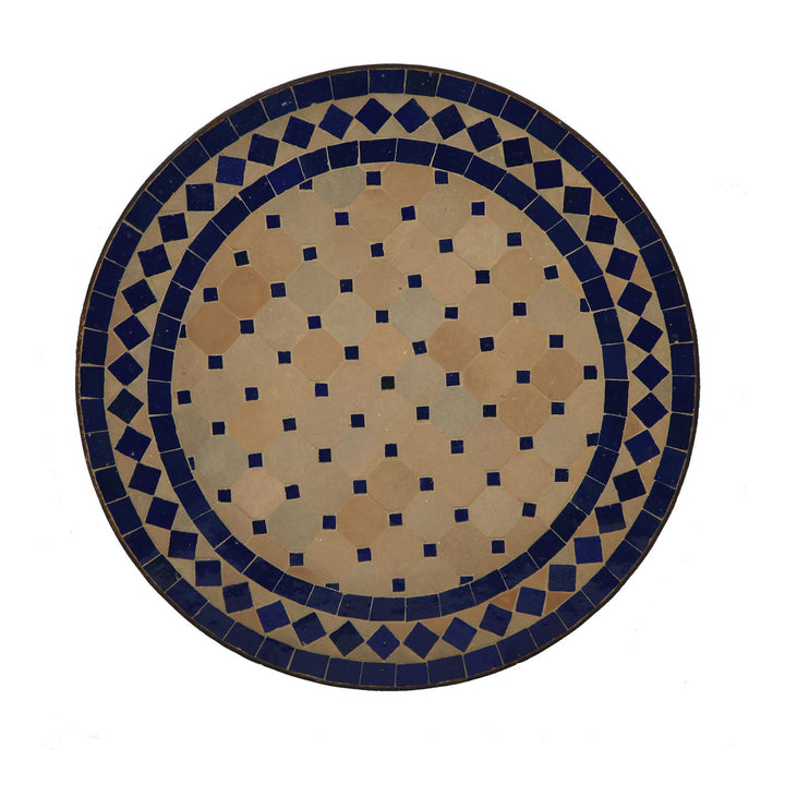 Petite table mosaïque Zellige 45 cm, table végétale méditerranéenne pour salon ou balcon