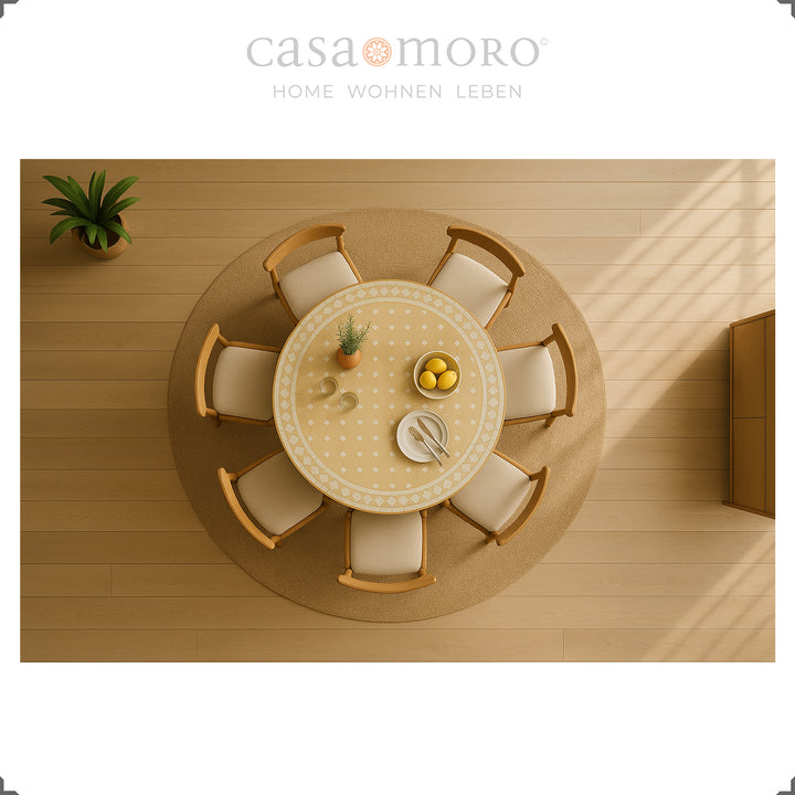 Ronde mozaïektafel in wit terracotta 120 cm voor tuin en terras