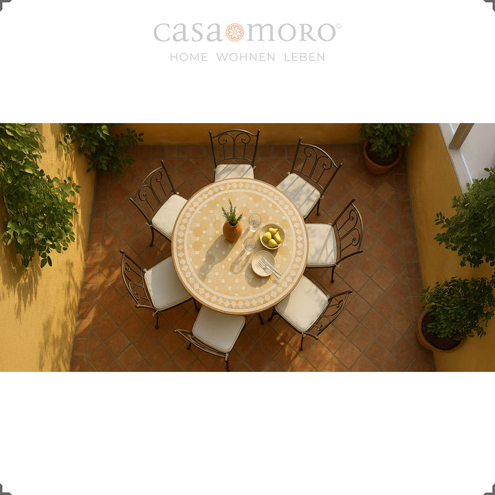 Mozaïektafel 120 cm rond – ideaal als elegante tafel voor balkon, woonkamer of buiten