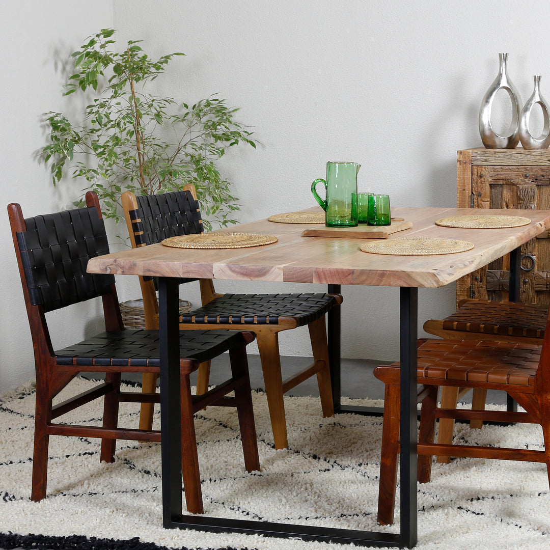 Eetkamerstoel Lederen stoel Zwart