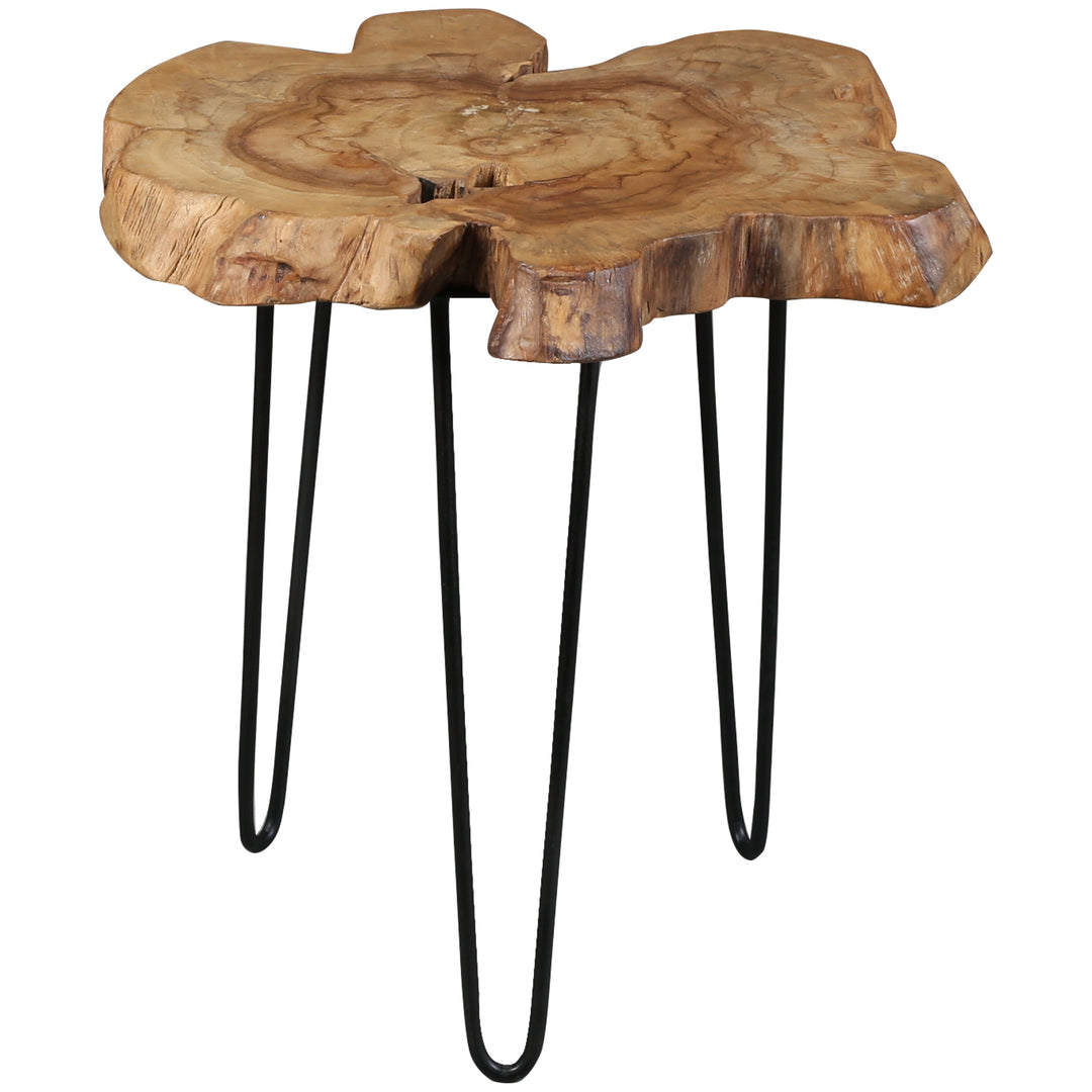 Table d'appoint en bois avec structure en fer noir, 60x60 cm