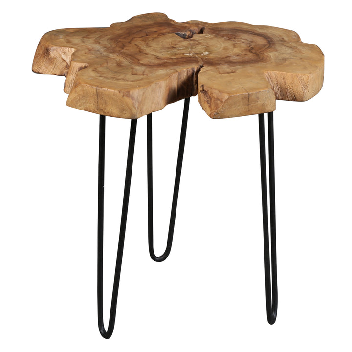 Table d'appoint en bois de teck naturel au grain unique