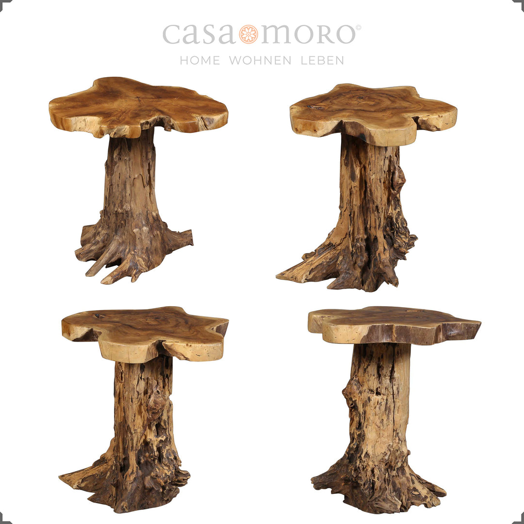 Table d'appoint ronde en teck naturel, plateau Ø 50 cm