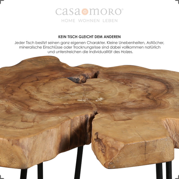 Table d'appoint ronde en teck, env. 60 cm de diamètre, avec un grain distinctif