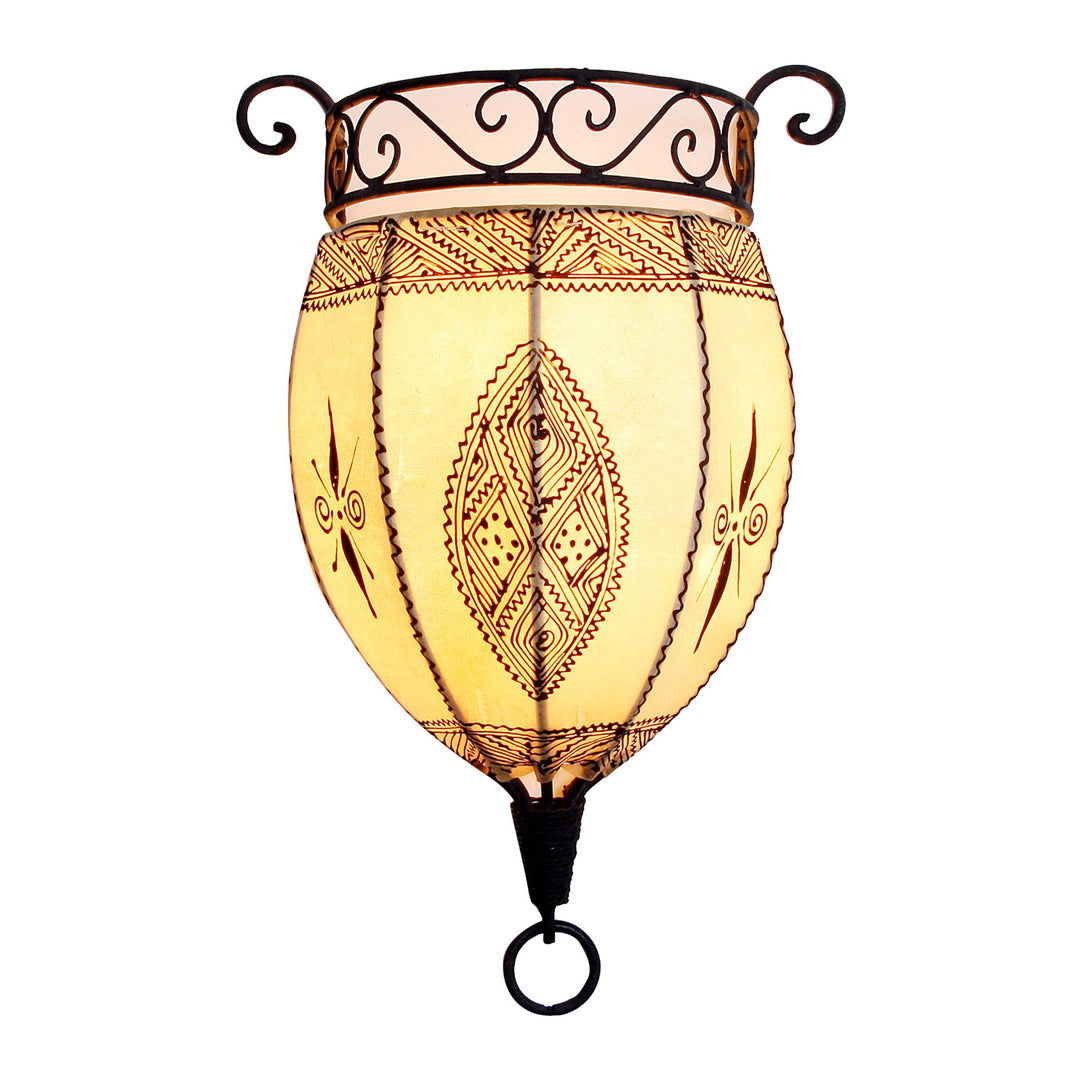 Henna-leren wandlamp Nakous Wit