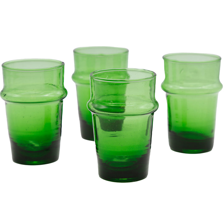 Service de verres à cappuccino en verre vert, 4 pièces et soufflé bouche avec inclusions visibles