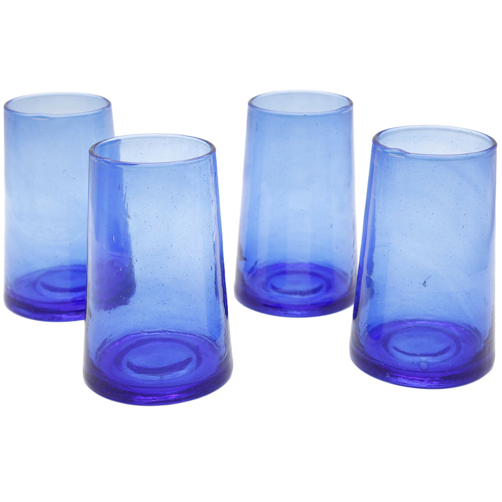 Mondgeblazen glas in blauw met typische structuur - geschikt voor cocktails en mixdrankjes