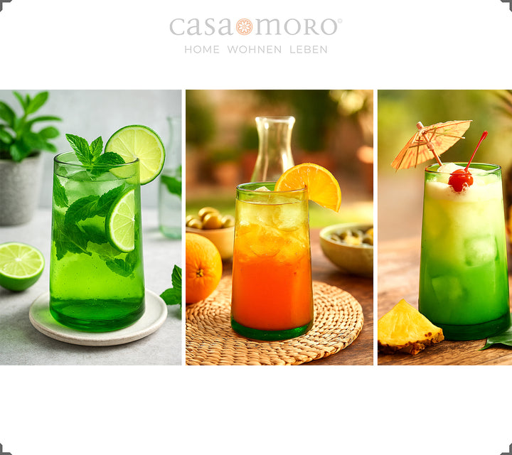 Ensemble de verres à cocktail d'un vert intense - pour les longdrinks, les boissons d'été ou les apéritifs