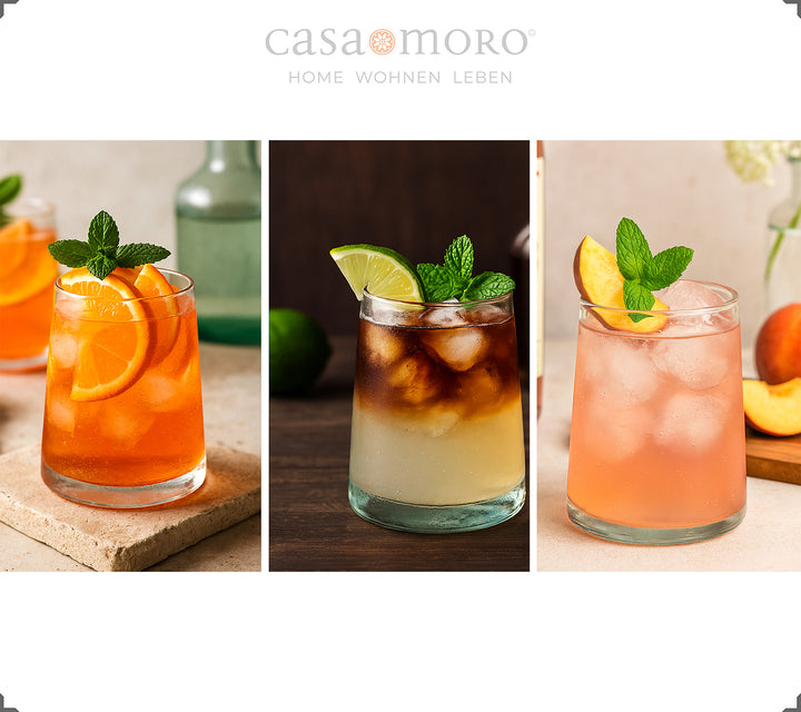 Set van 4 cocktailglazen - gemaakt van bewerkt glas, helder en mondgeblazen