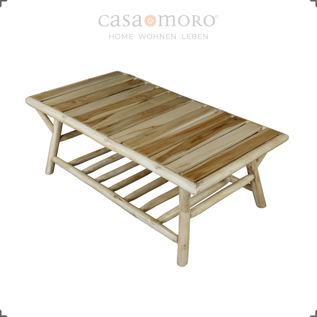 Table basse rectangulaire en bois, table de salon décontractée pour balcon