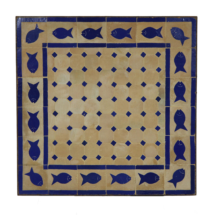 Table mosaïque 60x60 Bleu poisson