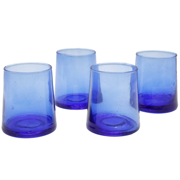 Lot de 4 verres à dessert, verres à cocktail, verres à long drink, café glacé, verres à cocktail, latte macchiato, verre, bleu, soufflé à la bouche, fait main