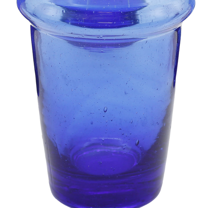 Verre bleu pour dessert - structure en verre au toucher unique et au design traditionnel