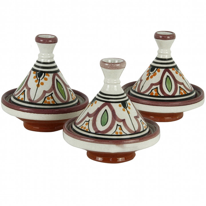 épice Tajine en argile dans un ensemble de 3 récipients à épices en céramique peints à la main de style marocain