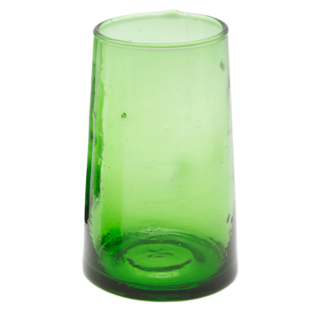 Lot de 4 verres à long drink vert fort - soufflés à la bouche et de forme légèrement conique