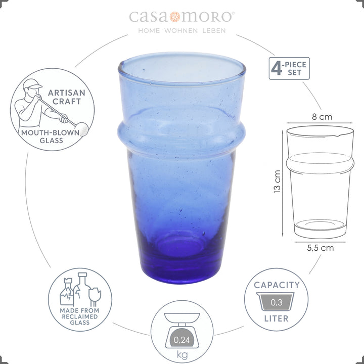 Ensemble de quatre verres soufflés à la bouche - idéal pour un latte macchiato, un dessert ou un cocktail