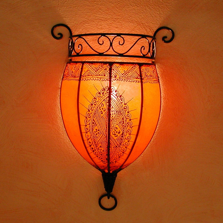 Henna-leren wandlamp Nakous Orange
