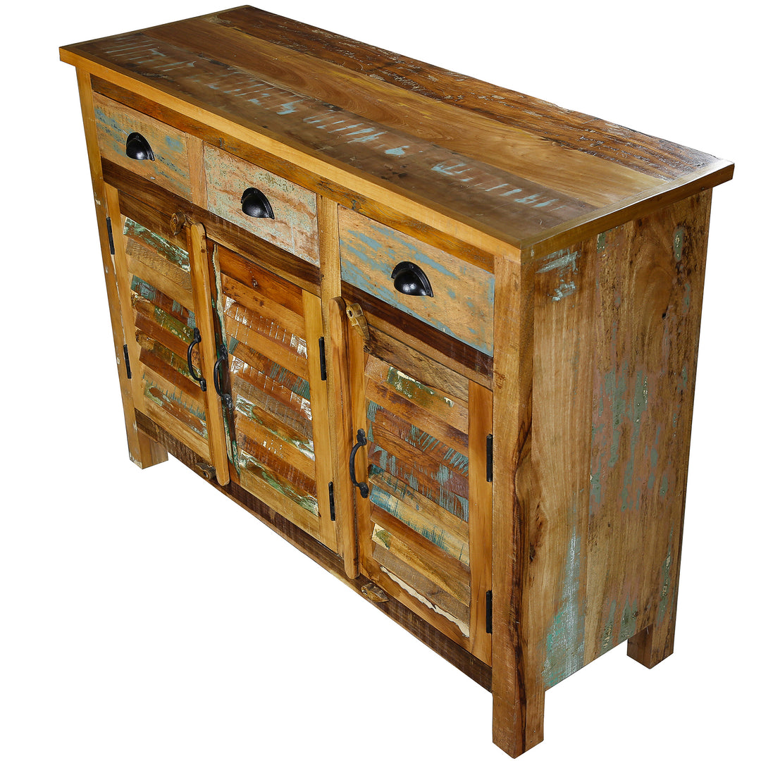 Vintage stijl massief houten dressoir met lades en deuren voor de woonkamer