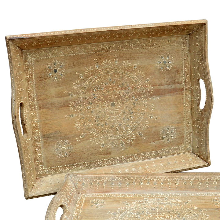 Handgeschilderde dienbladen Parvin in set van 2