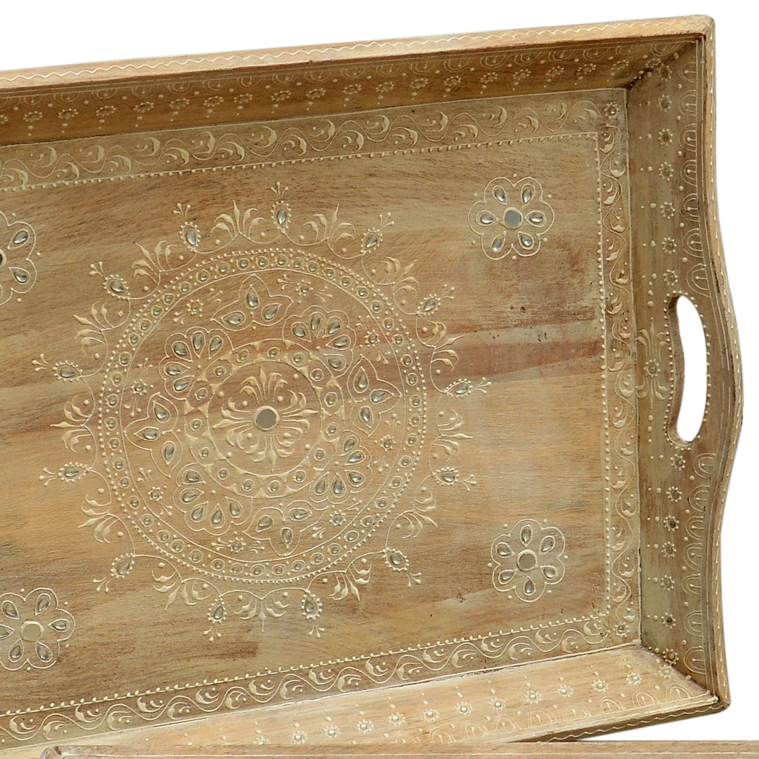 Handgeschilderde dienbladen Parvin in set van 2