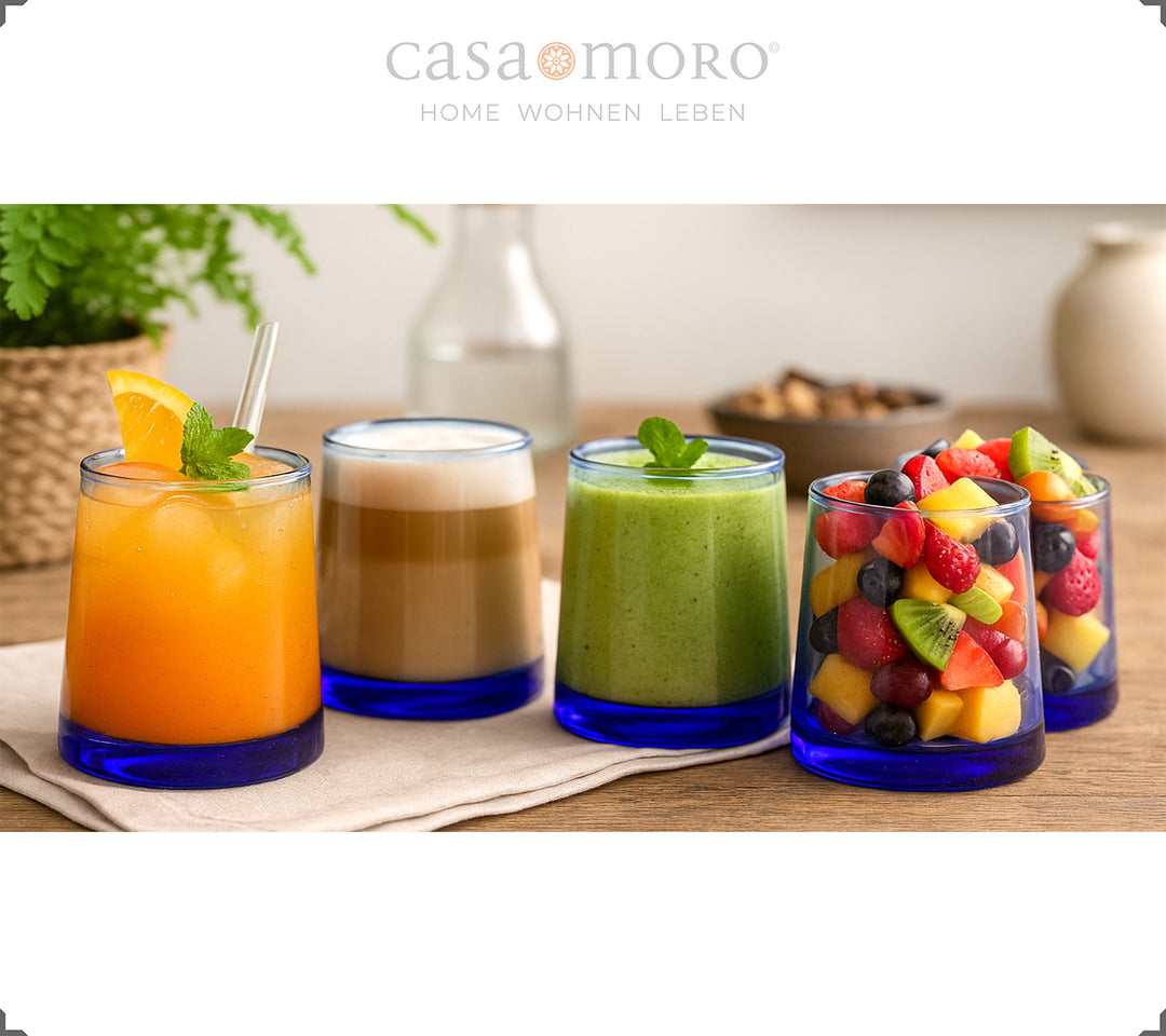 Lot de 4 verres à long drink bleus - indéformables et élégants pour un usage quotidien