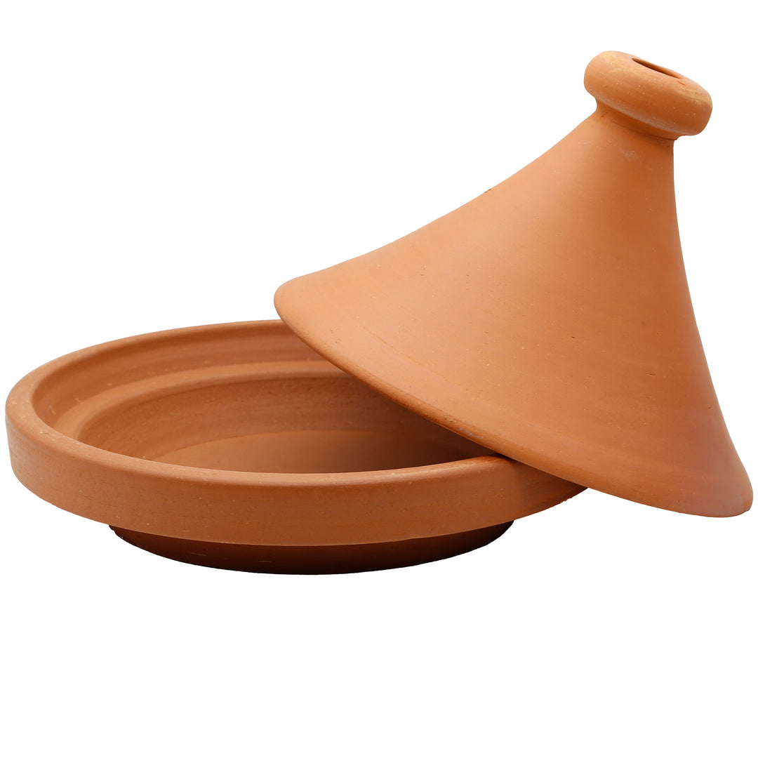 Tajine Pot uit Marokko 30 cm met verwijderd deksel, naturel en ongeglazuurd