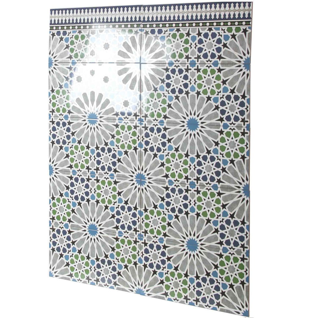 Carrelage mural marocain 50x25 cm – mosaïque étoiles