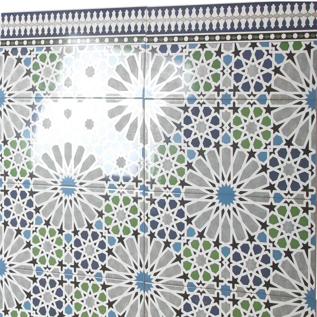 Carrelage mural marocain 50x25 cm – mosaïque étoiles