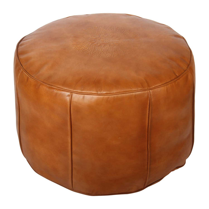 Coussin d'assise marocain en cuir Asli Orange