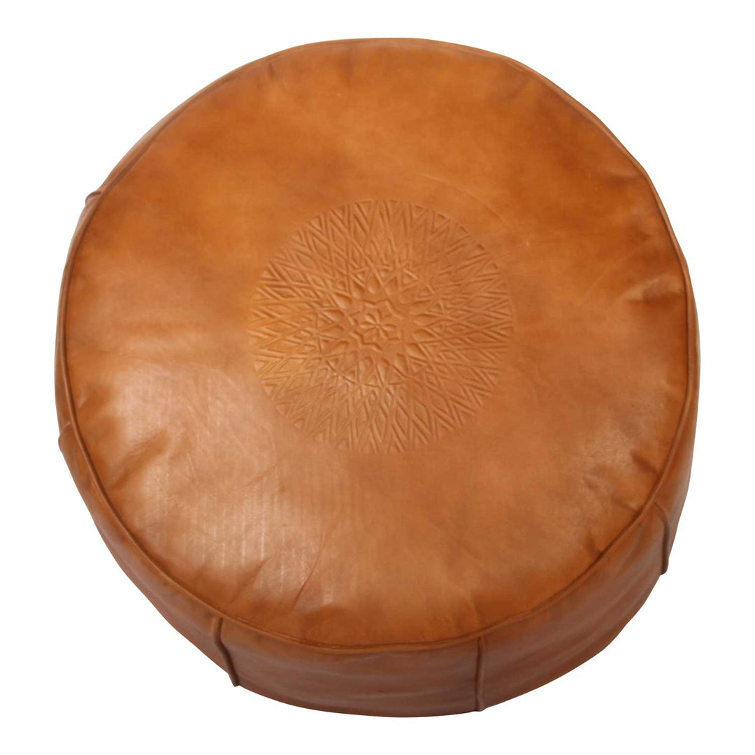 Coussin d'assise marocain en cuir Asli Orange
