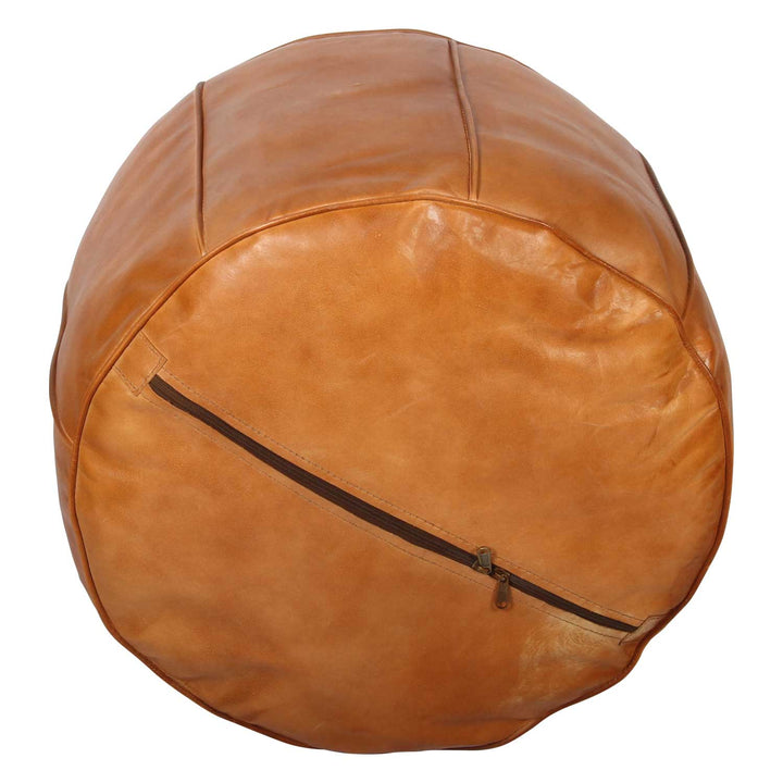 Coussin d'assise marocain en cuir Asli Orange