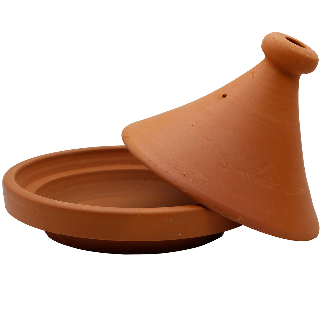 Tajine aus Marokko 25 cm mit abgenommenem Deckel, unglasiert und naturbelassen