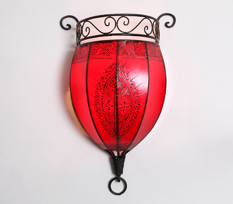 Henna-leren wandlamp Nakous Rood