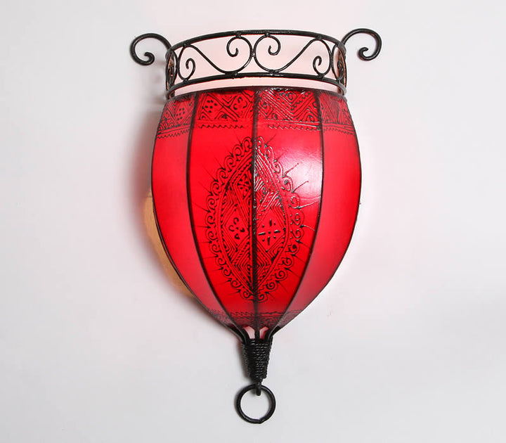 Henna-leren wandlamp Nakous Rood