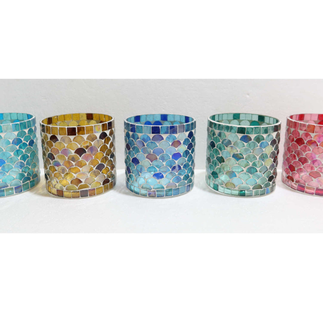 Oosterse mozaïek windlicht Athene M set van 5