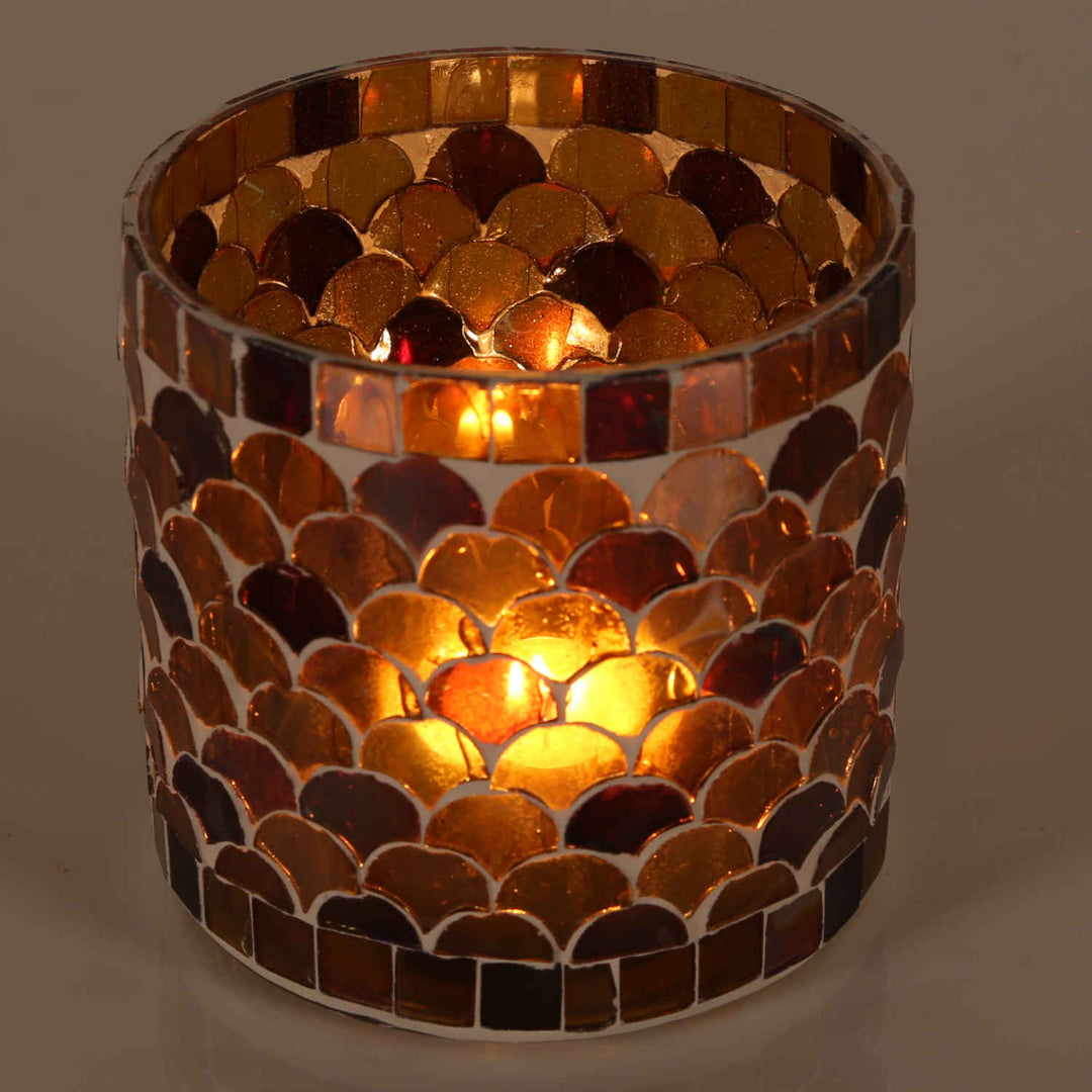 Oosterse mozaïek windlicht Athene geel